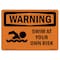 Signmission OSHA WARNING Sign, Swim At Your Own Risk, 10in X 7in Decal, 7" W, 10" L, Landscape OS-WS-D-710-L-12843 - alternate 1